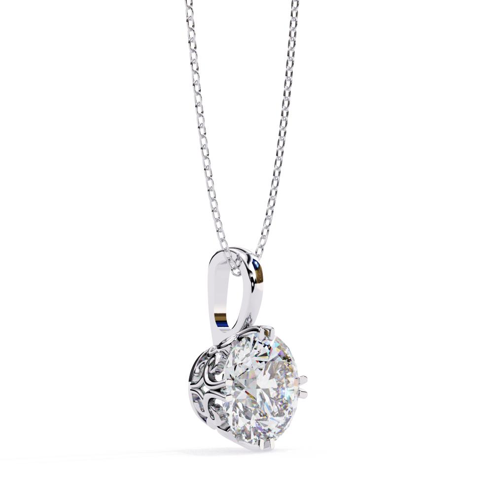 The Madison Round Vintage Style with Double Claw Prong Pendant With Chain