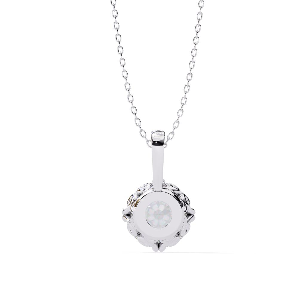 The Madison Round Vintage Style with Double Claw Prong Pendant With Chain