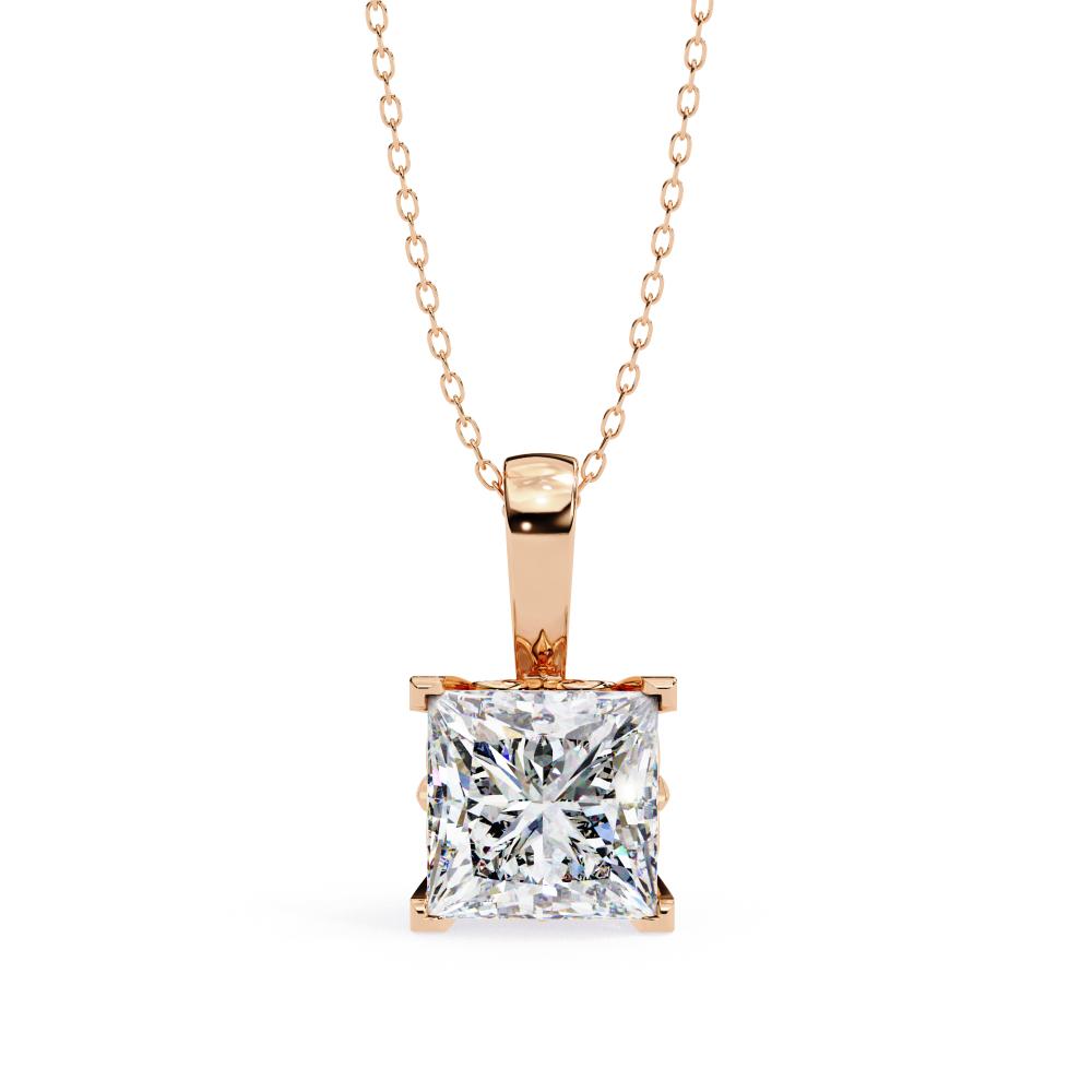 The Zoe princess solitaire embody prong pendant with chain