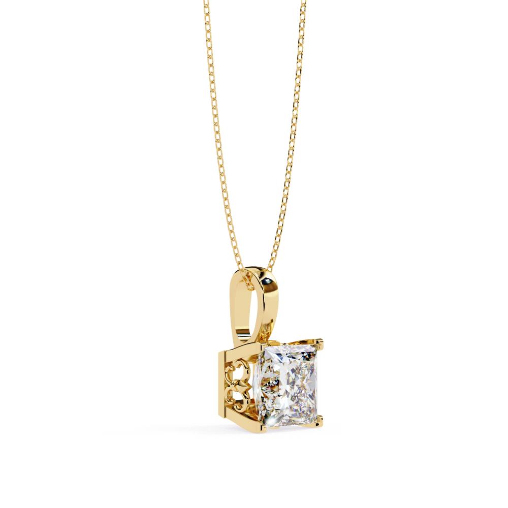 The Zoe princess solitaire embody prong pendant with chain