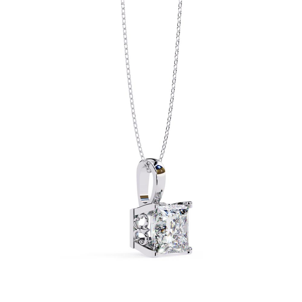 The Zoe princess solitaire embody prong pendant with chain