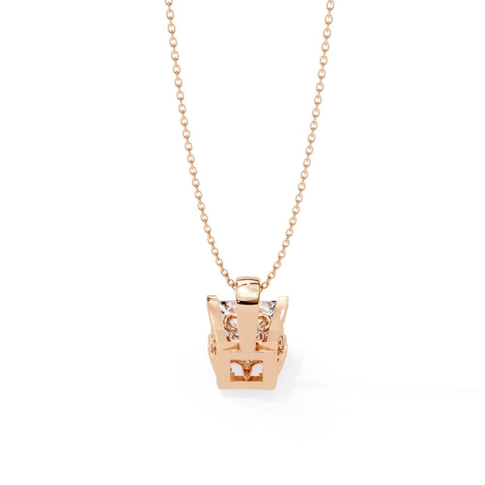 The Zoe princess solitaire embody prong pendant with chain