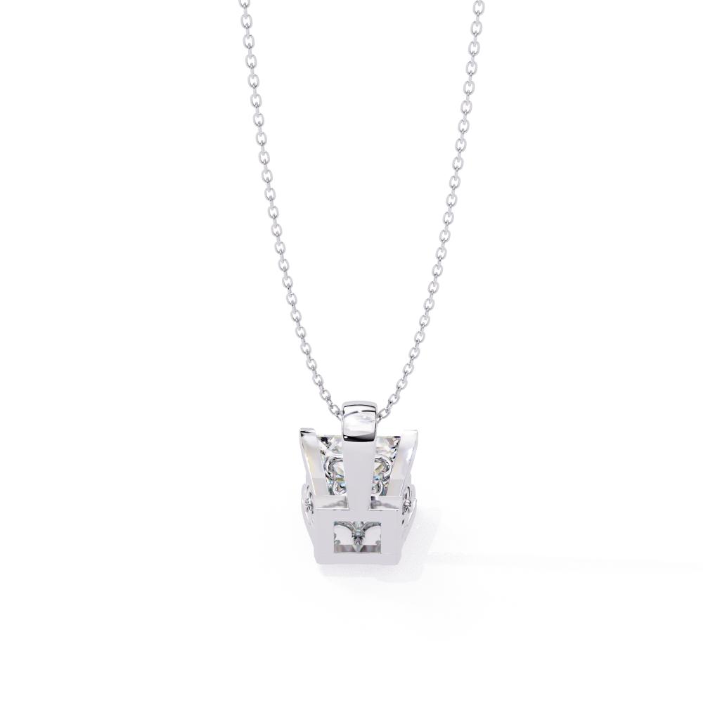 The Zoe princess solitaire embody prong pendant with chain