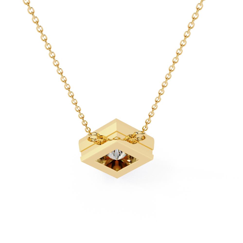 The Olivia Princess Bezel Set Solitaire Pendant With Chain