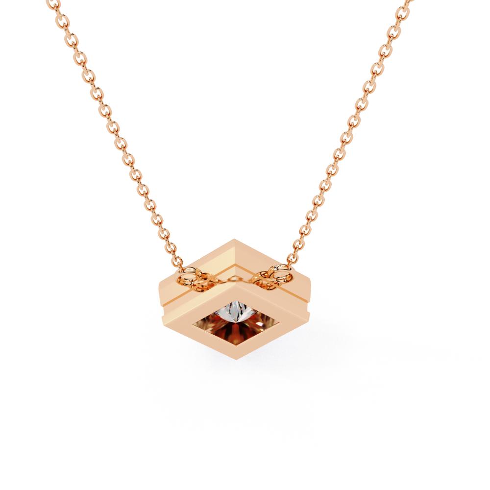 The Olivia Princess Bezel Set Solitaire Pendant With Chain