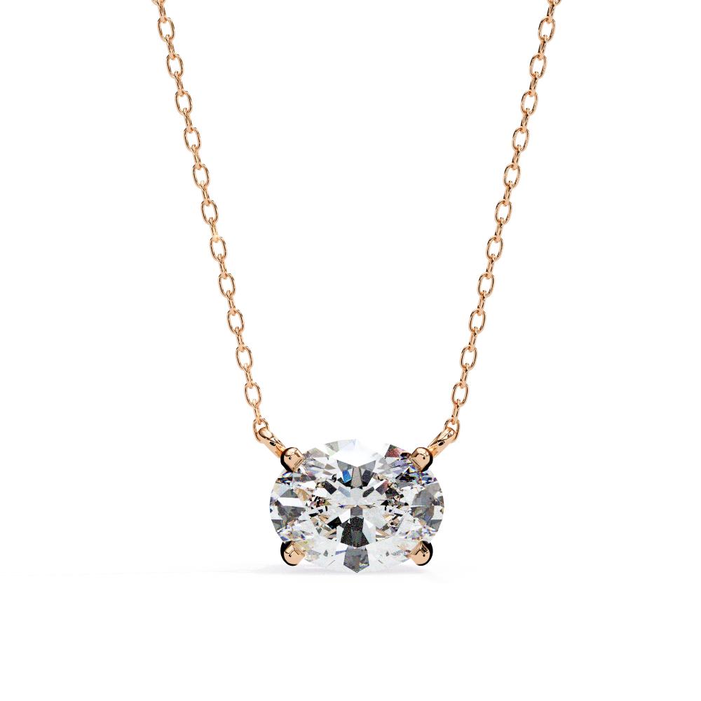 The Layla Oval Solitaire Pendant With Chain