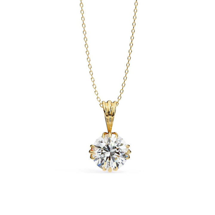 The Gianna Round Unique Prong Pendant With Chain
