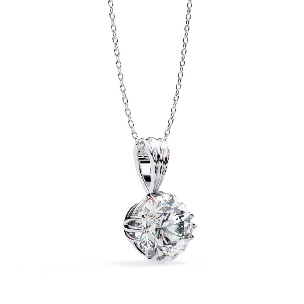 The Gianna Round Unique Prong Pendant With Chain