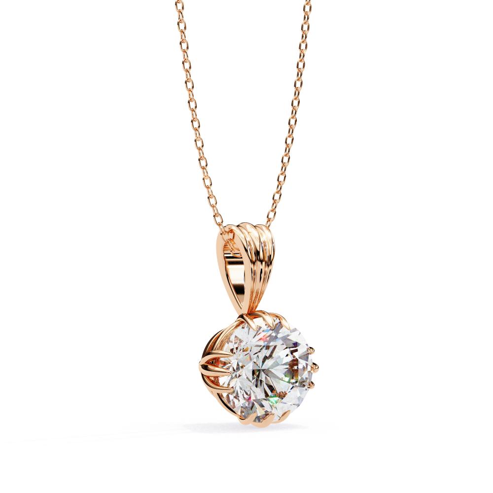 The Gianna Round Unique Prong Pendant With Chain