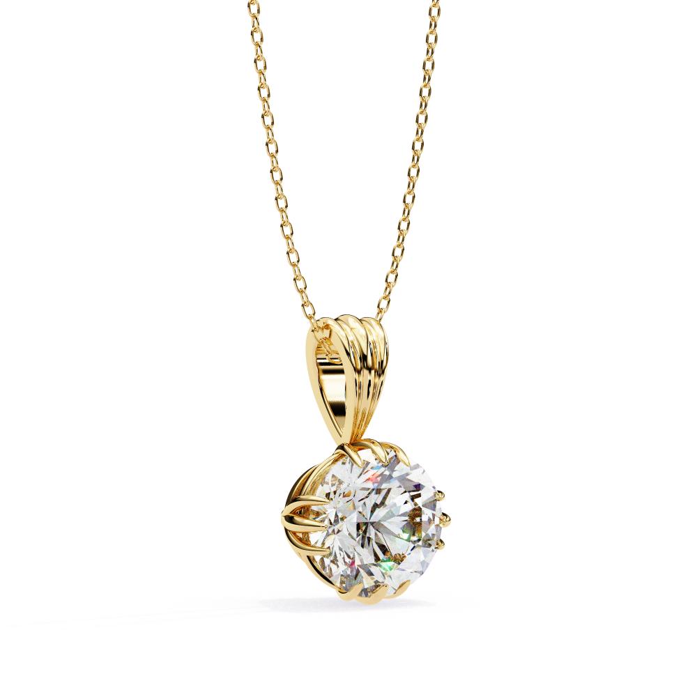 The Gianna Round Unique Prong Pendant With Chain
