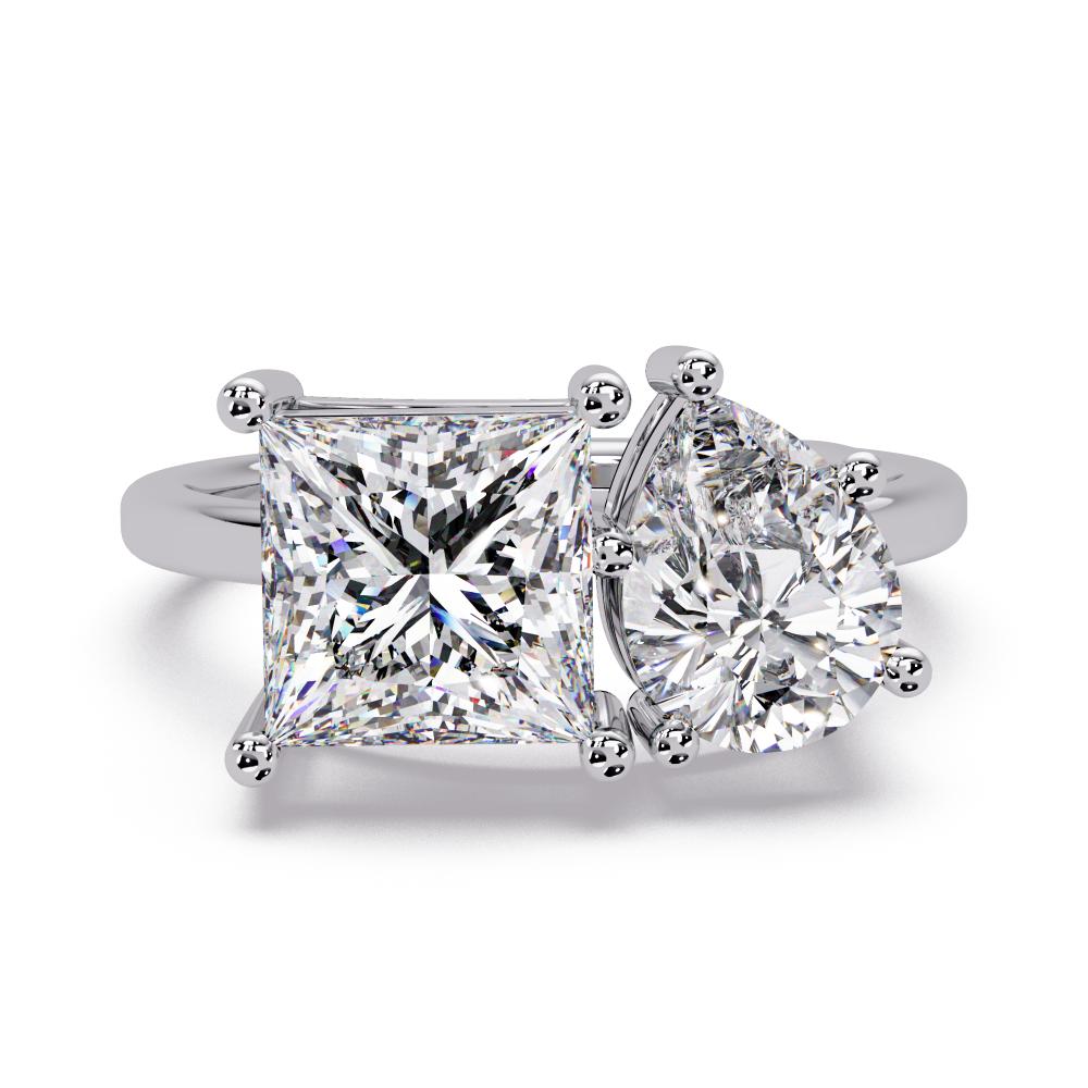 The Elena Princess & Pear Toi Et Moi Engagement ring