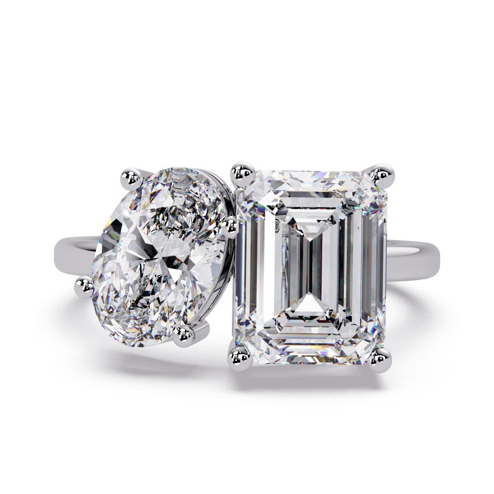 The Scottie Emerald & Oval Toi Et Moi Engagement ring