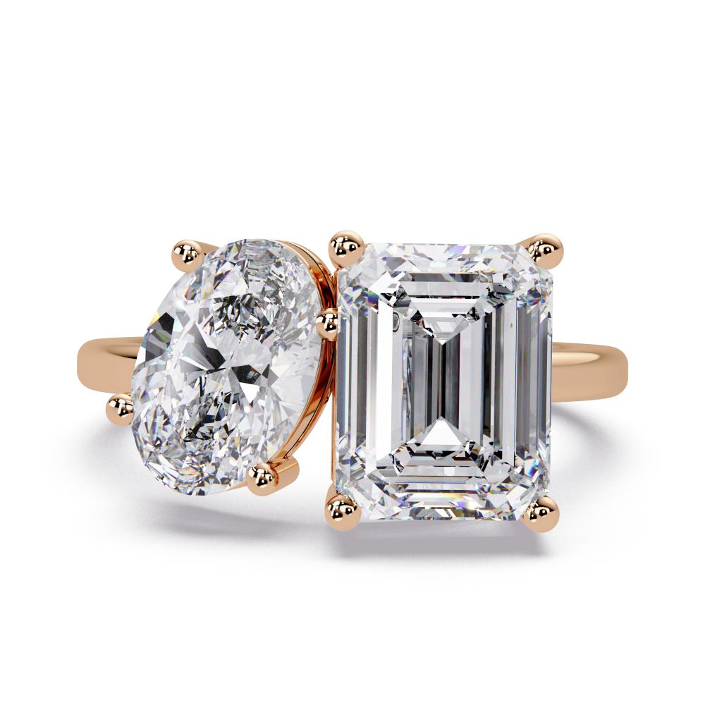 The Scottie Emerald & Oval Toi Et Moi Engagement ring