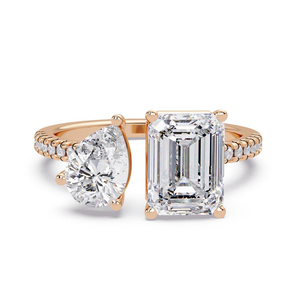 The Alice Emerald & Pear With Pave Toi Et Moi Engagement Ring