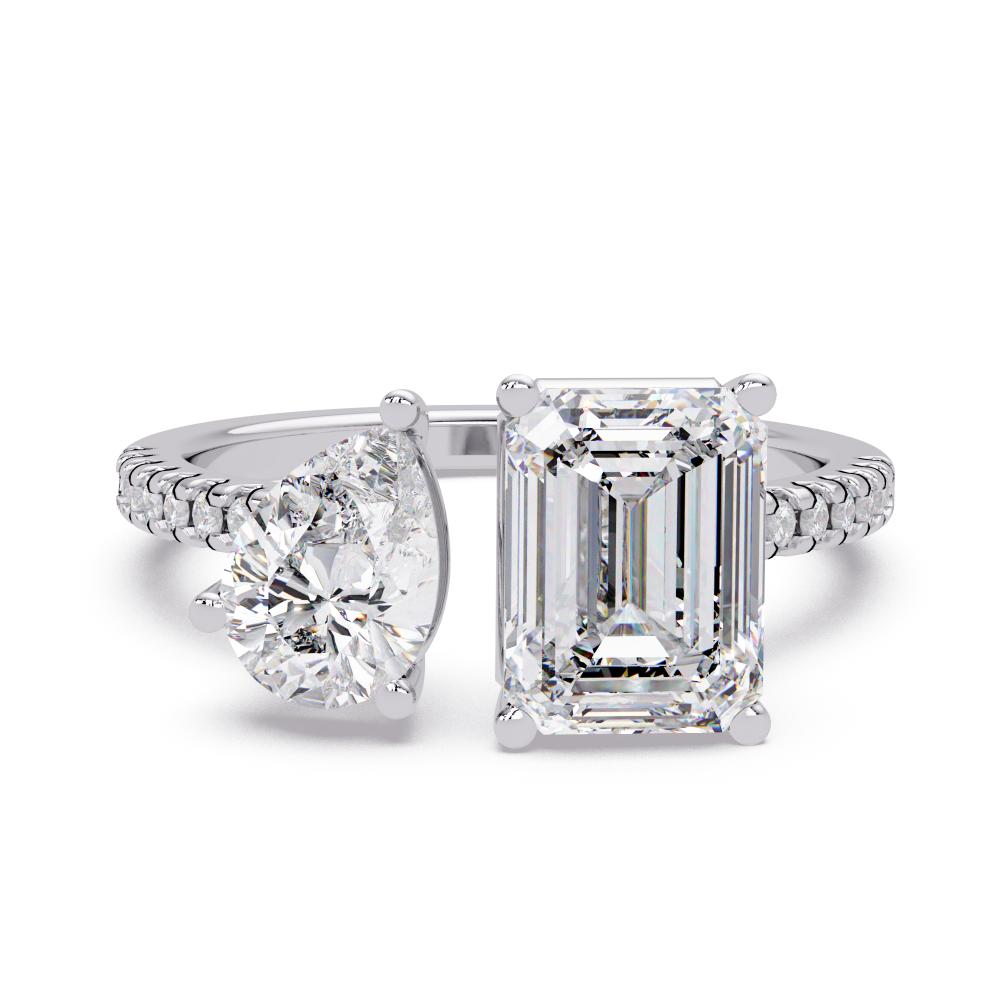 The Alice Emerald & Pear With Pave Toi Et Moi Engagement Ring