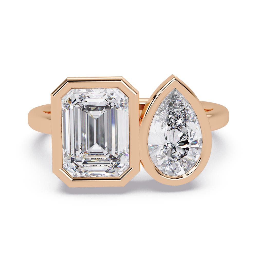 The Sofia Pear & Emerald Bezel Toi Et Moi Engagement ring