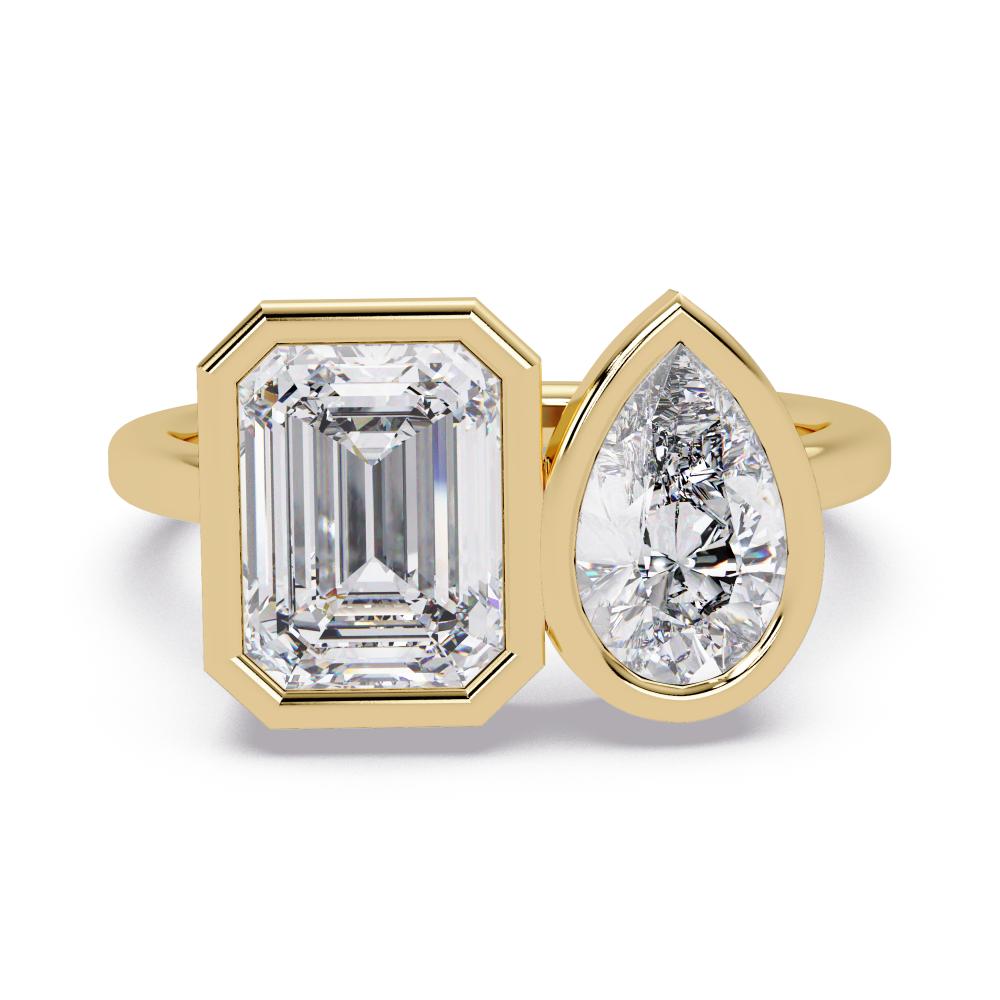 The Sofia Pear & Emerald Bezel Toi Et Moi Engagement ring