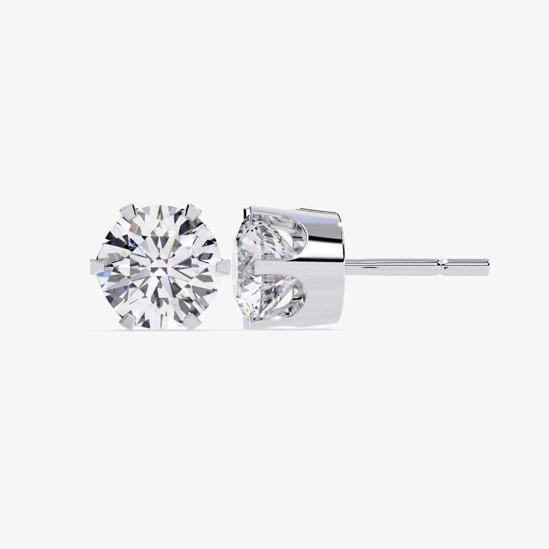 The Silva Round Six Prong Set Solitaire Stud Earrings