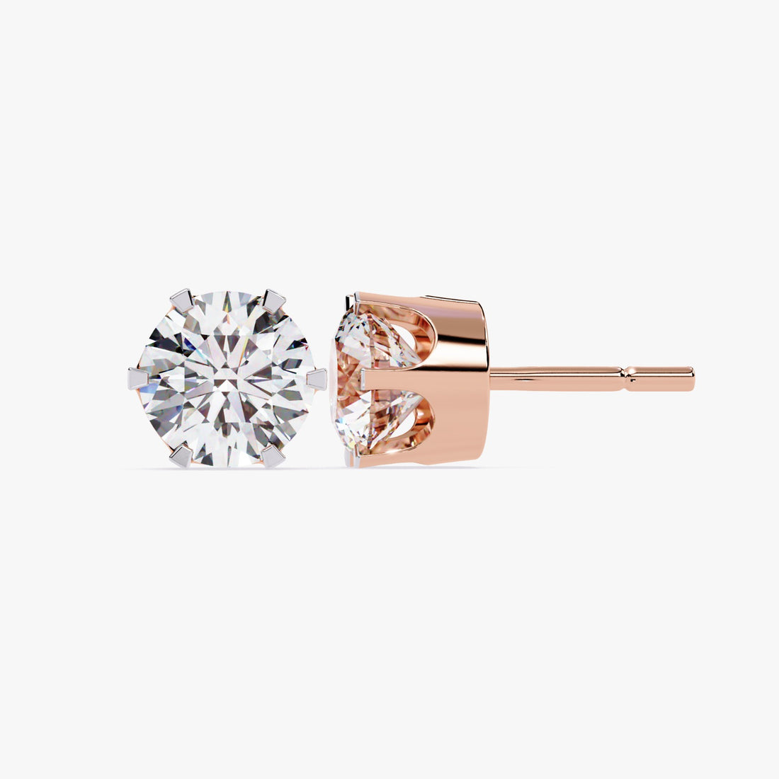 The Silva Round Six Prong Set Solitaire Stud Earrings