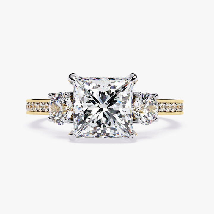 The Stray Princess Three Stone Studded Shank Engagement Ring