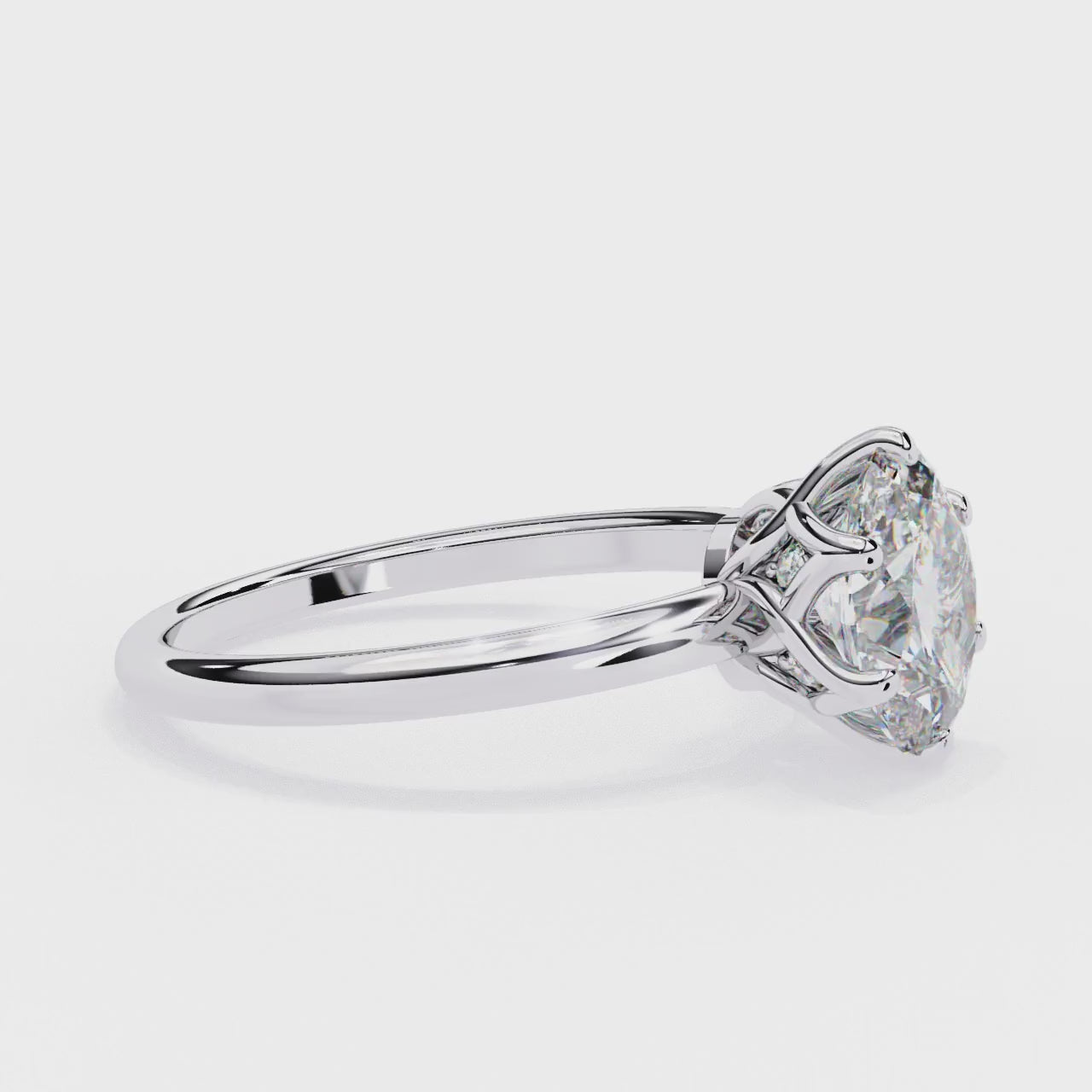The Silvia Oval Solitaire Lotus Prong Engagement Ring