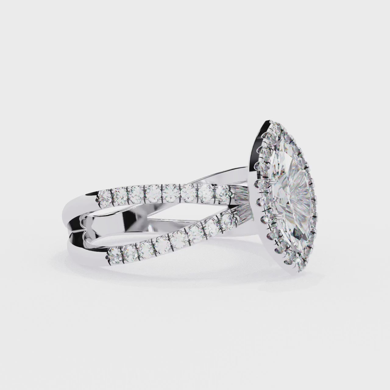 The Jamie Marquise Halo with Split Shank Engagement Ring