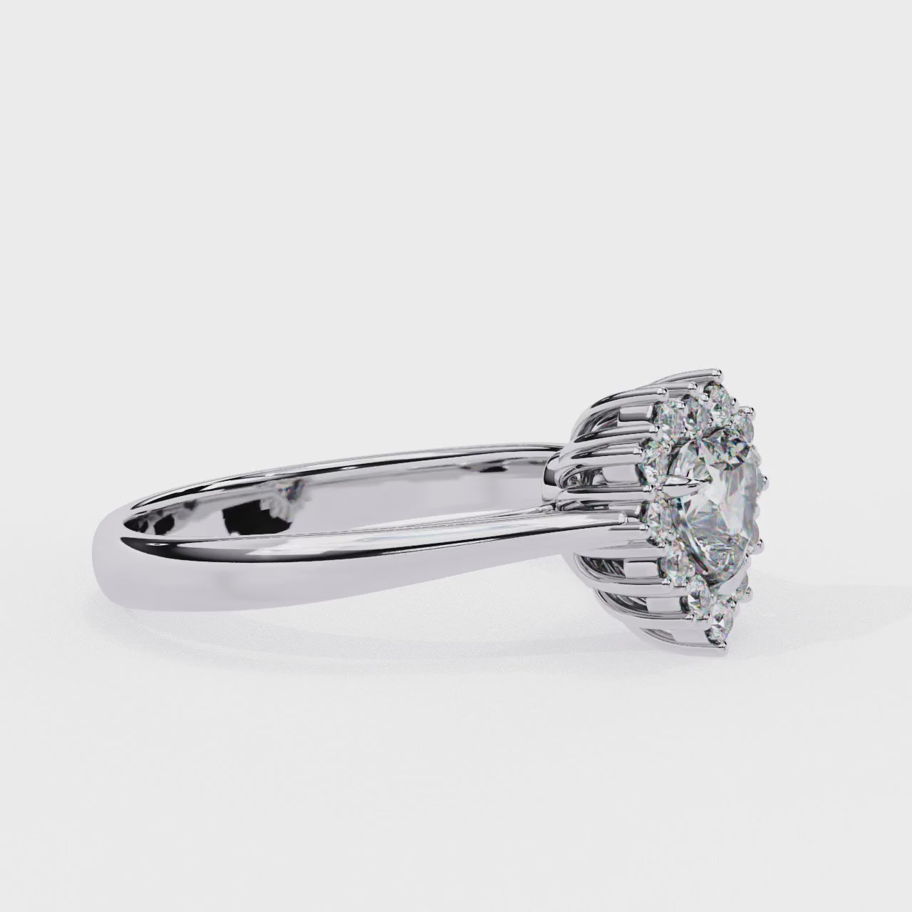 The Luisa Heart Vintage Halo Engagement Ring