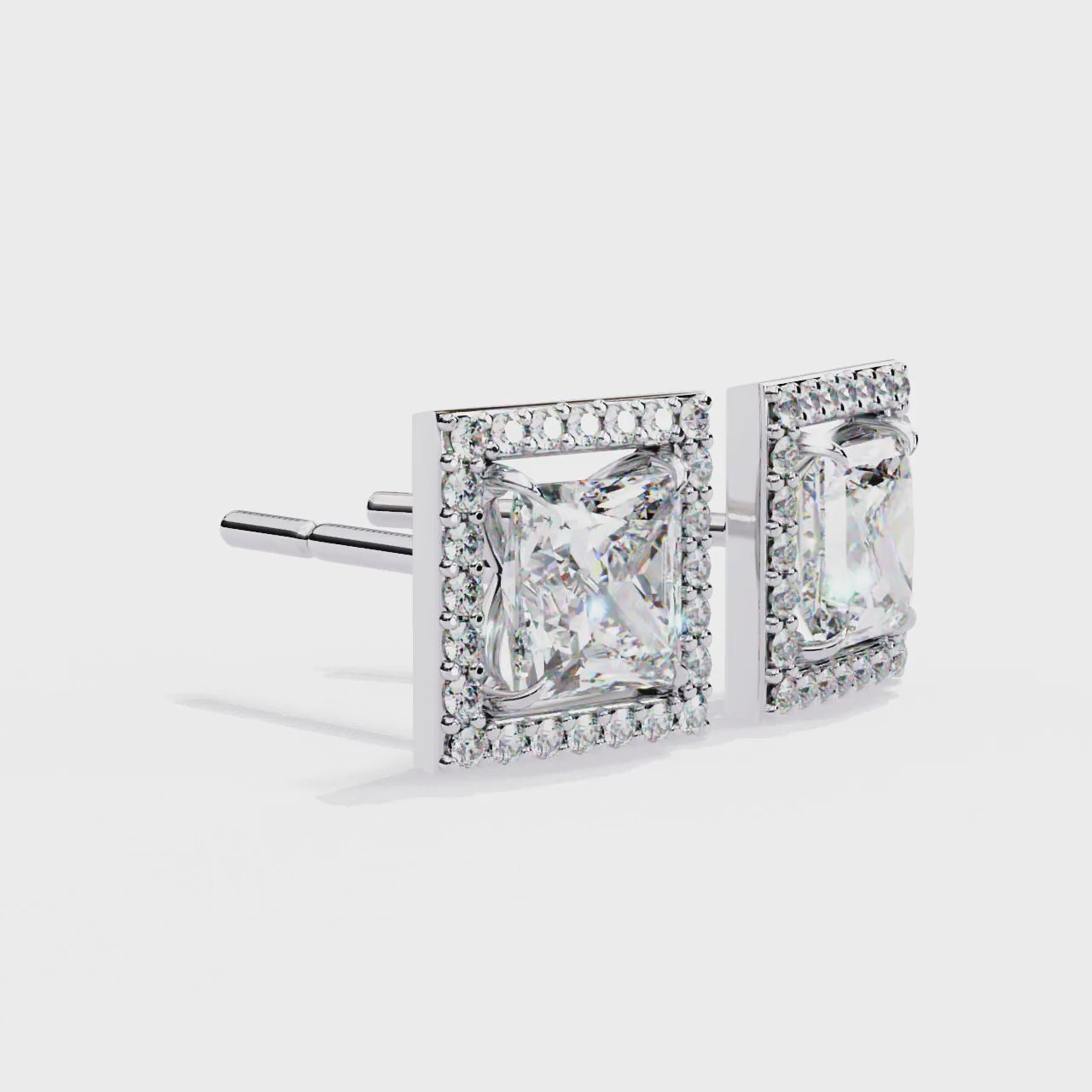 The Elijah Princess Halo Style Stud Earrings