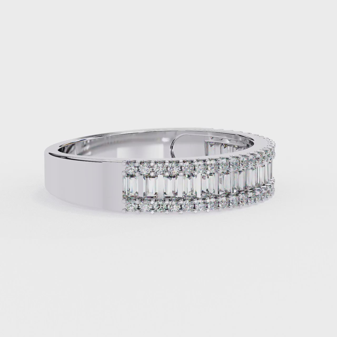 The Naomi Baguette & Round Half Eternity Wedding Band