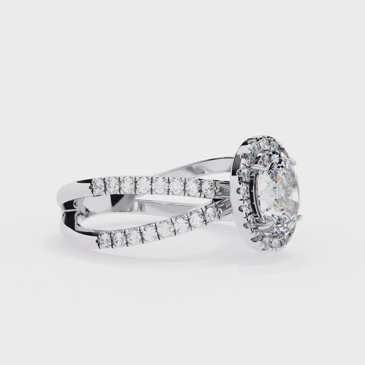 The Jamie Oval Halo With Split Shank Engagement Ring
