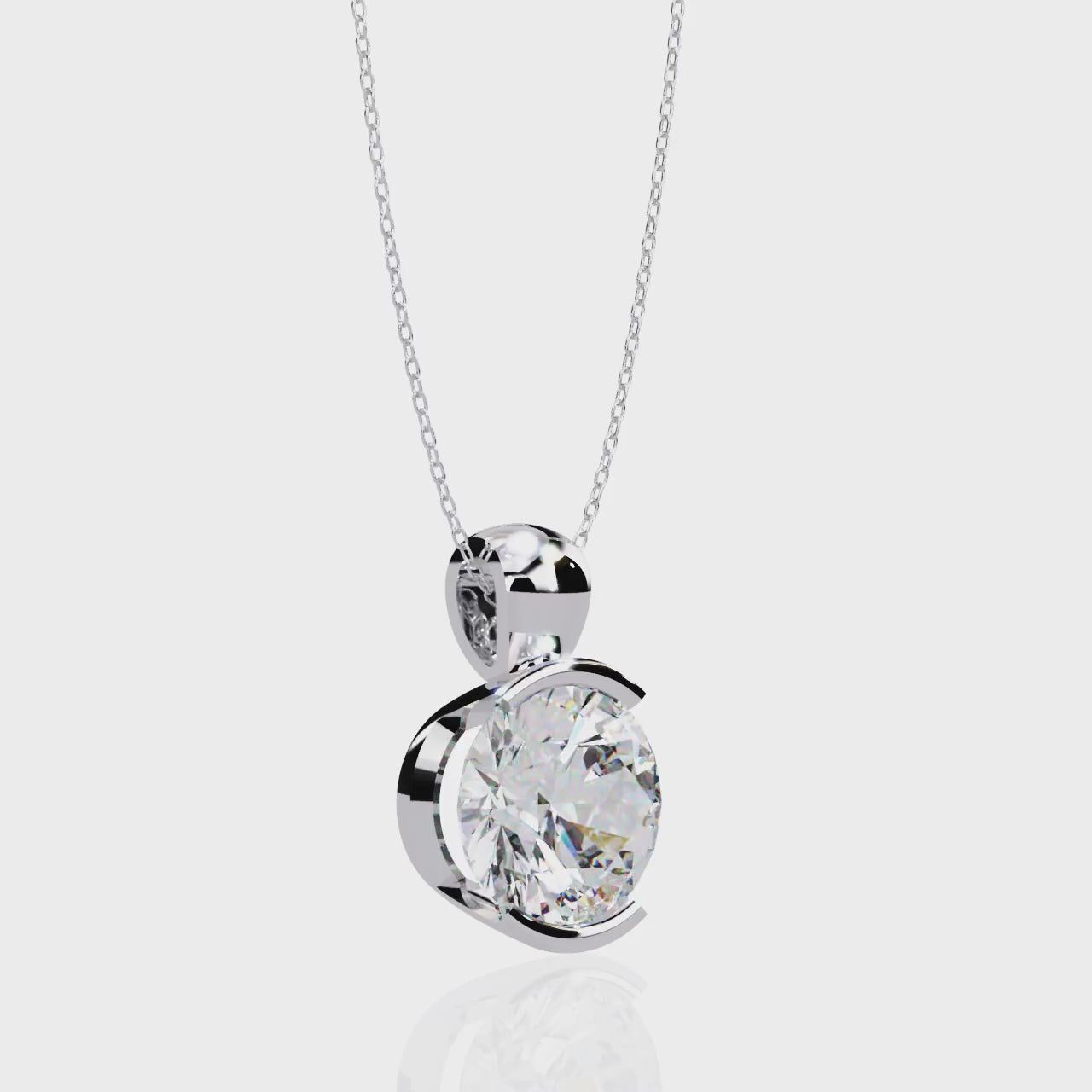 The Hazel Round Bar Set Solitaire Pendant With Chain