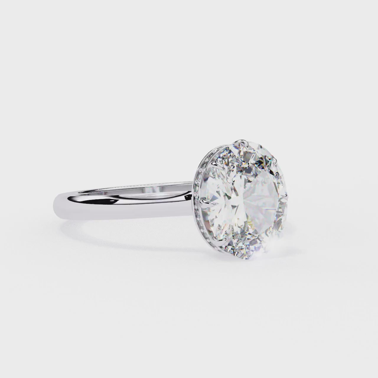 The Mindy Oval Petite Pave Hidden Halo Engagement Ring