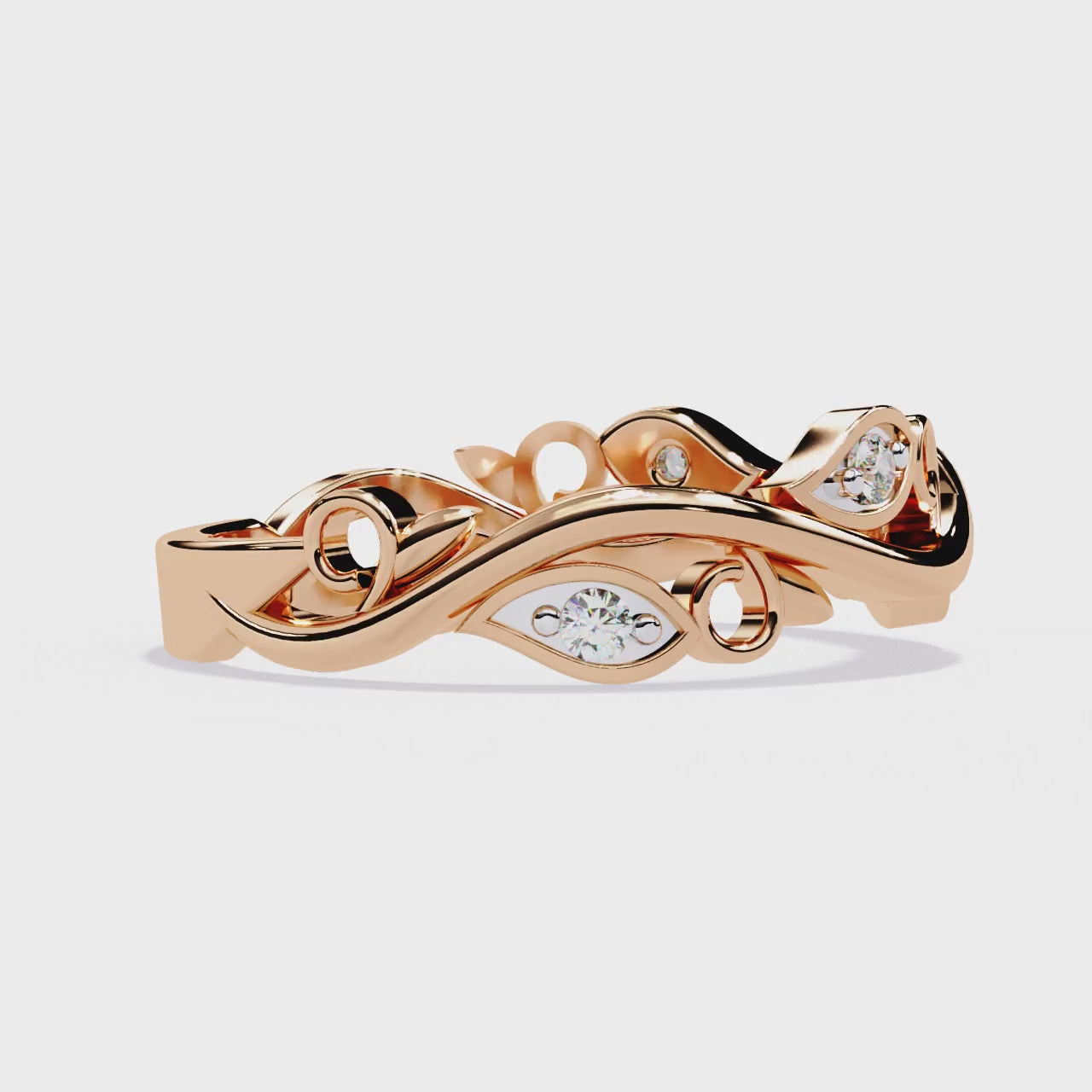 The Whitt Scrolling Floral Wedding Band