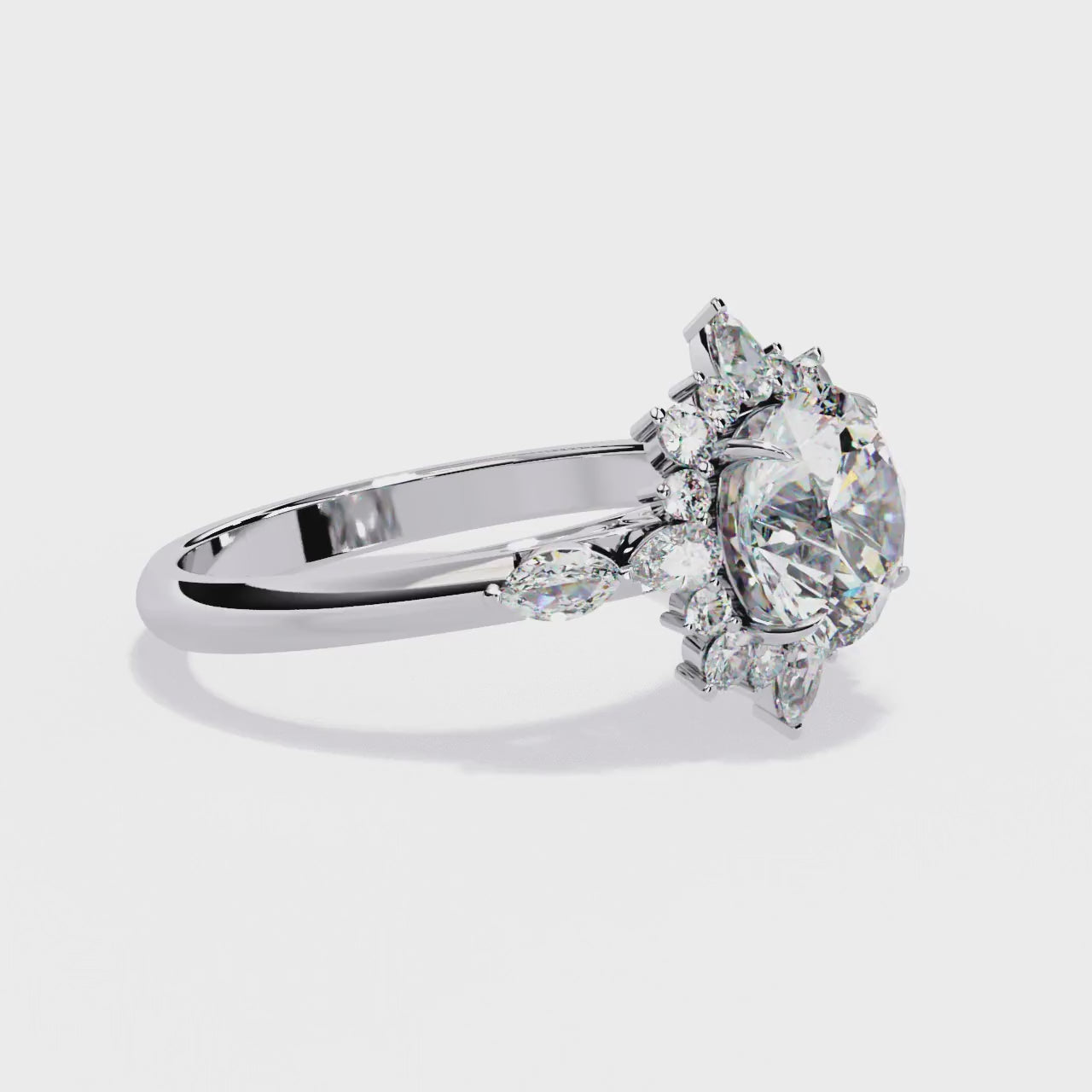 The Heather Round Vintage Flower Halo Engagement Ring