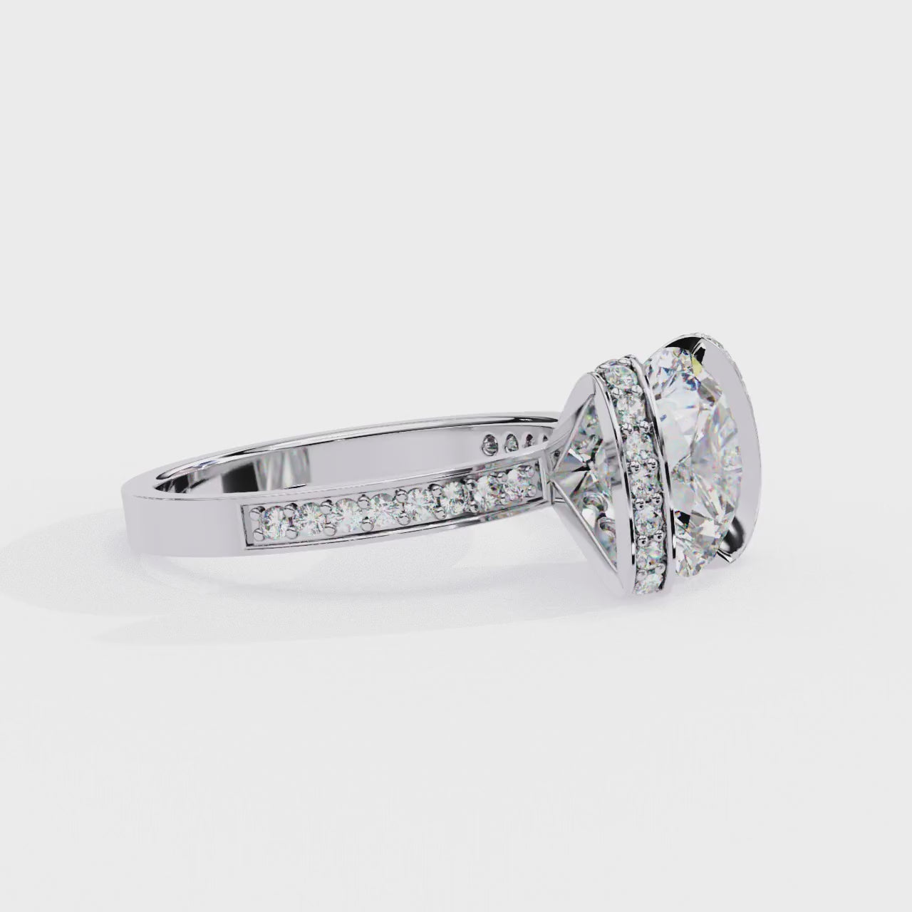 The Shelby Round Unique Set With Accent Band Engagement Ring