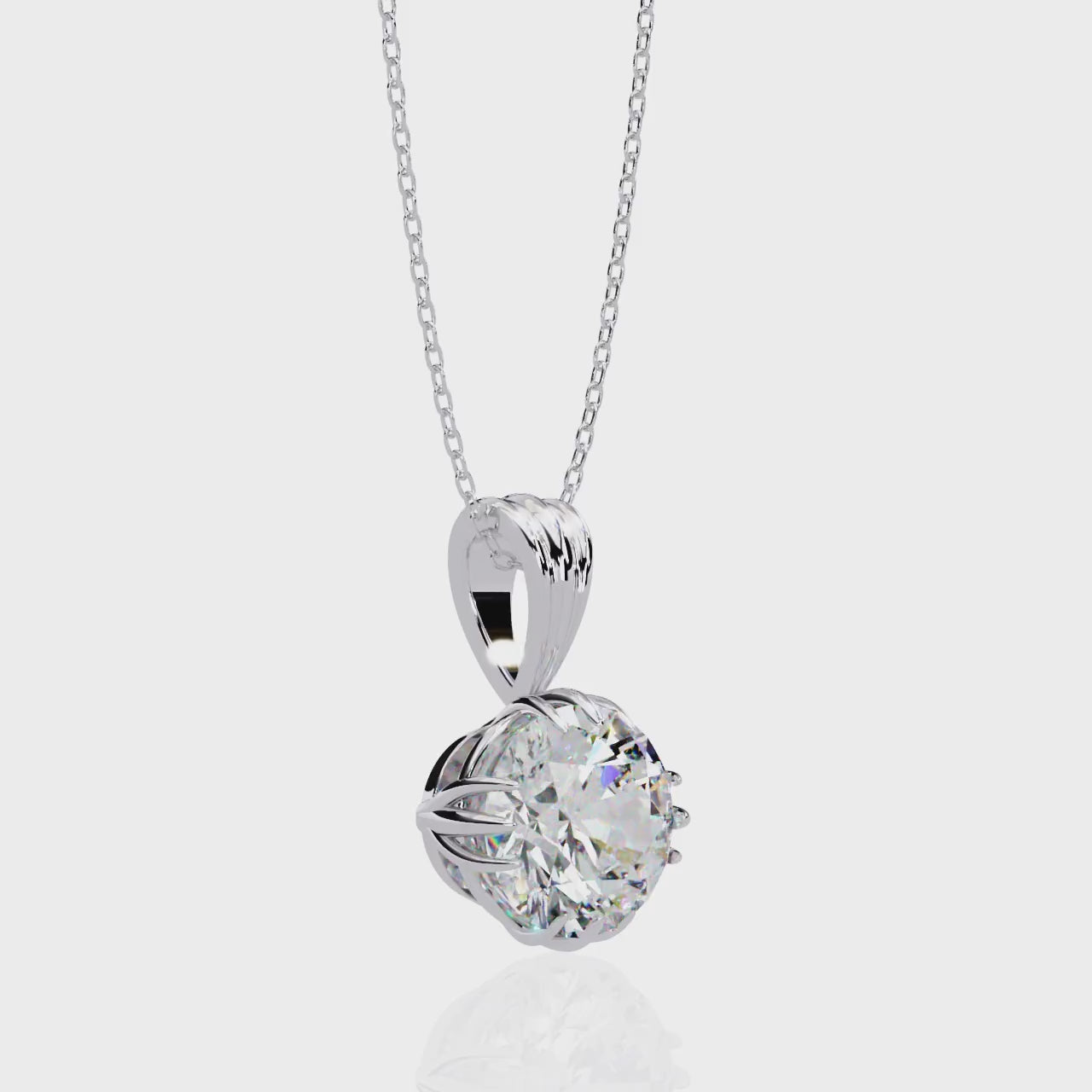 The Gianna Round Unique Prong Pendant With Chain