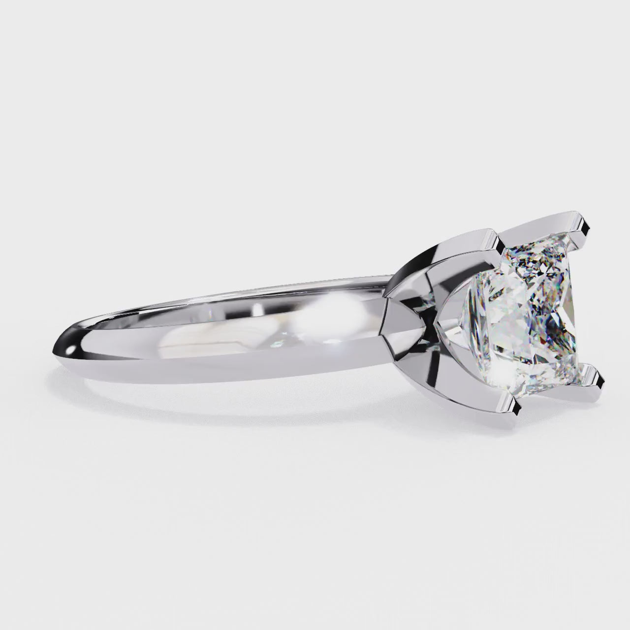 The Reyna Princess Solitaire Peg Head Prong Engagement Ring