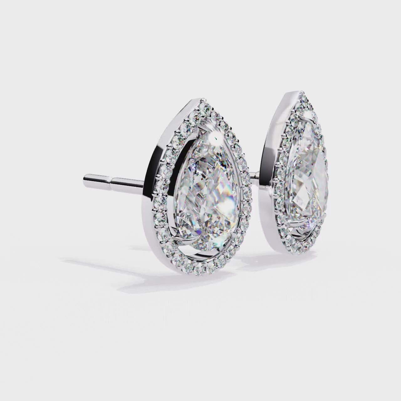 The Elijah Pear Halo Style Stud Earrings
