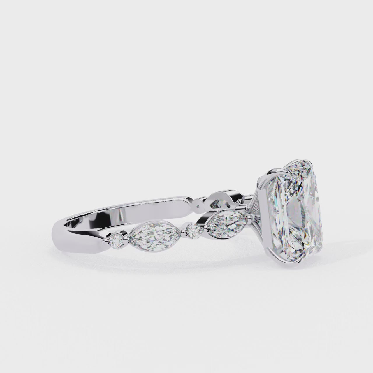 The Joanna Radiant Solitaire Accent Engagement Ring