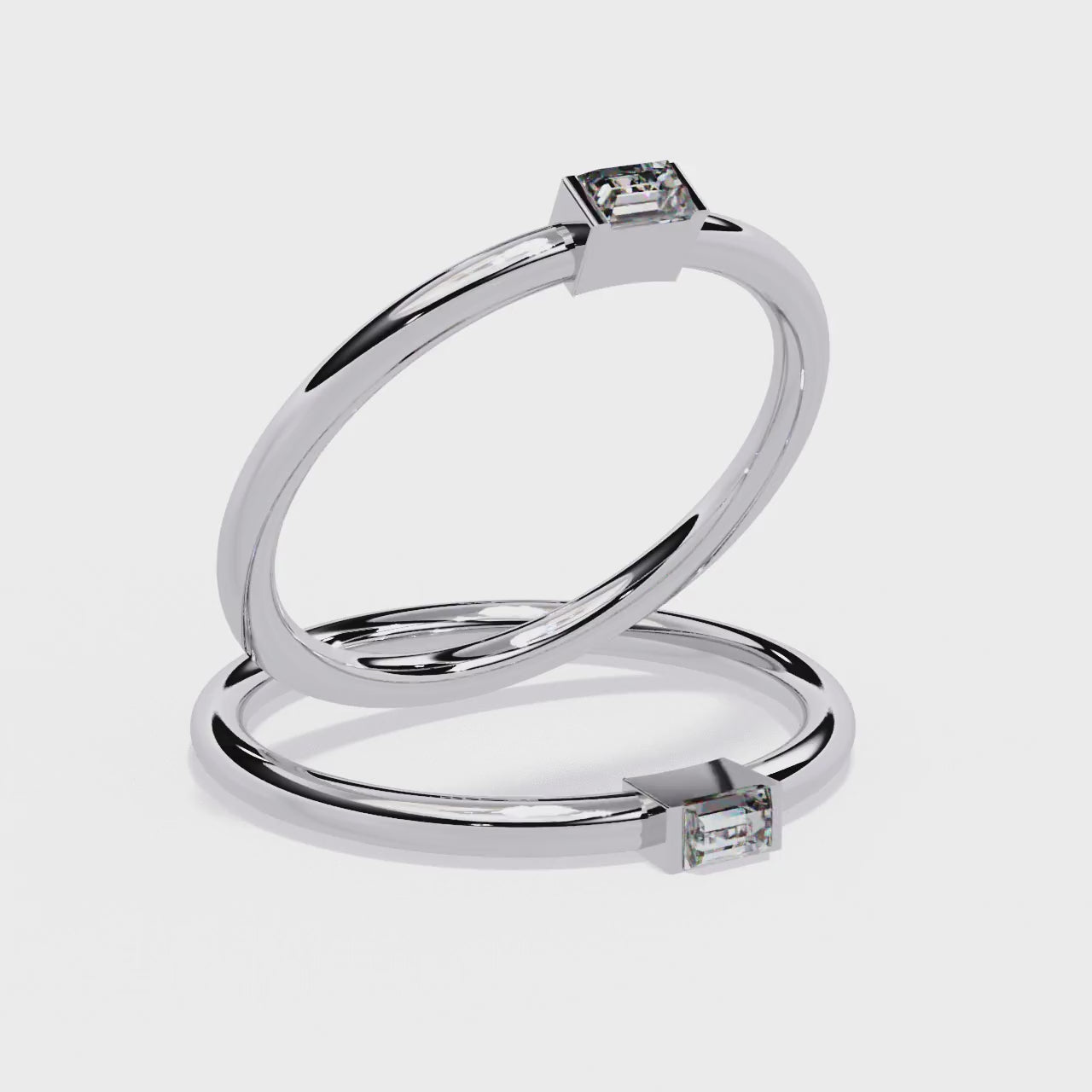 The Silvia Baguette Bar Set Wedding Band