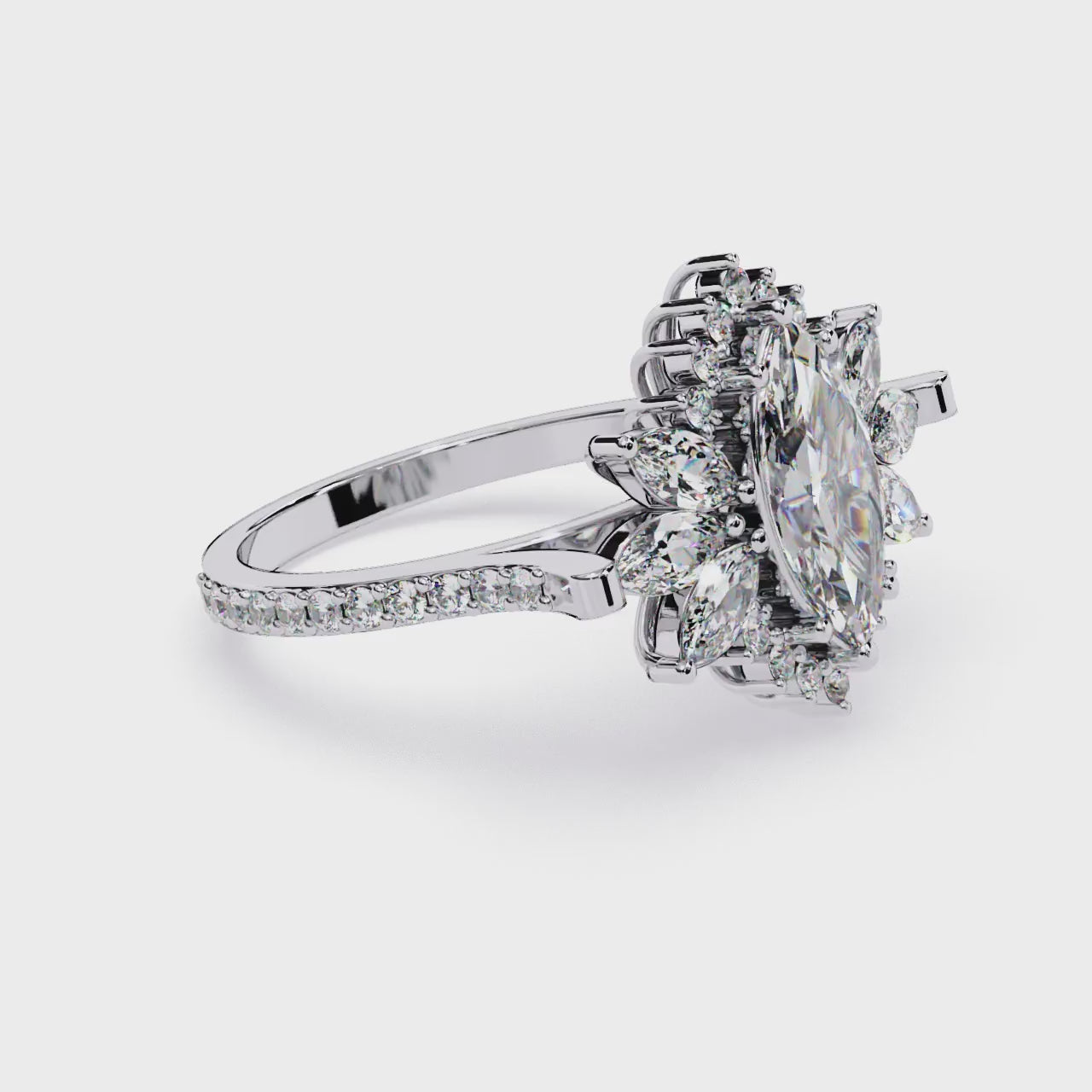 The Lainey Marquise Sunburst Style Engagement Ring