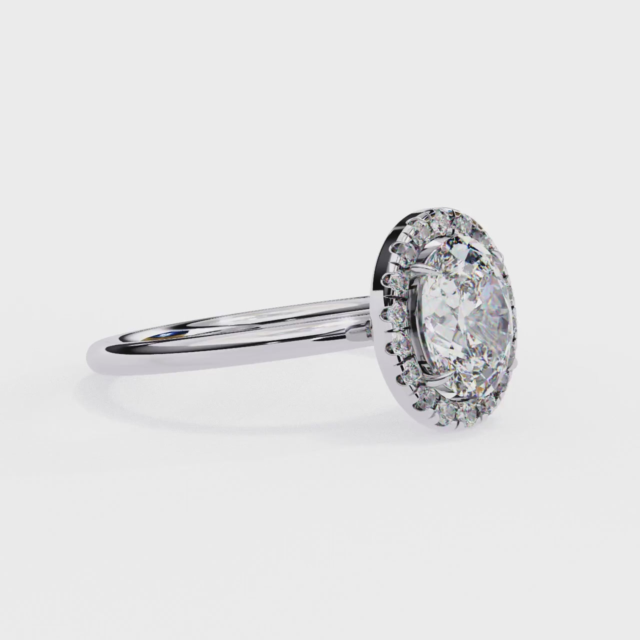 The Zachary Oval Solitaire Halo Engagement ring