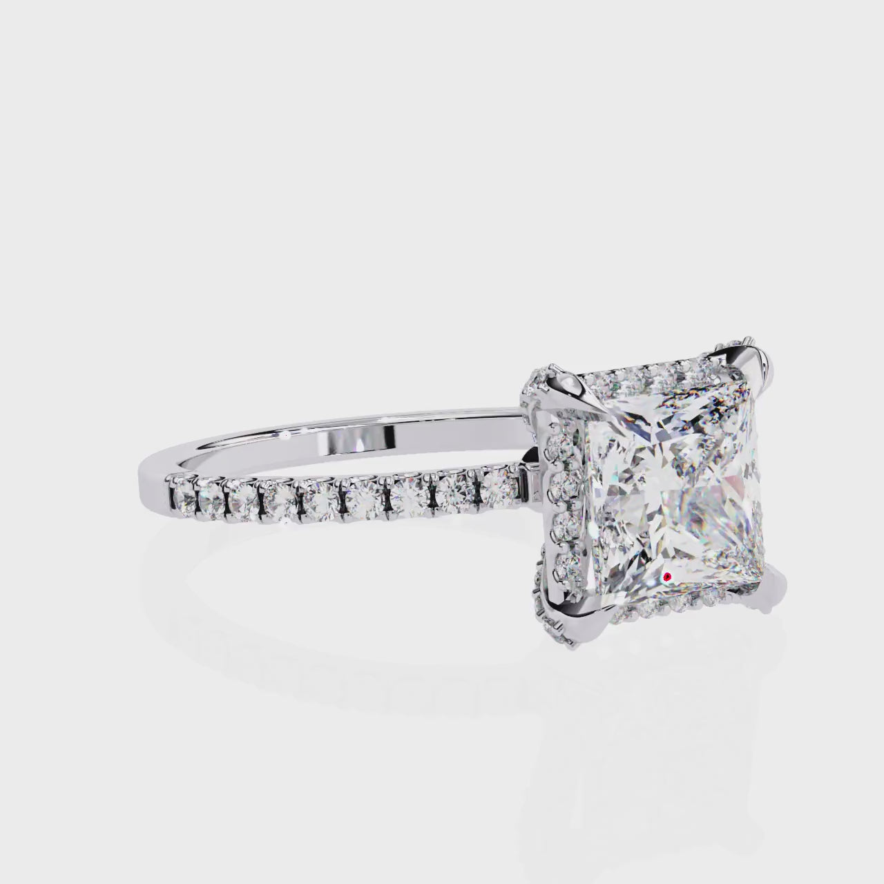 The Hailey Princess Modern Halo Engagement Ring