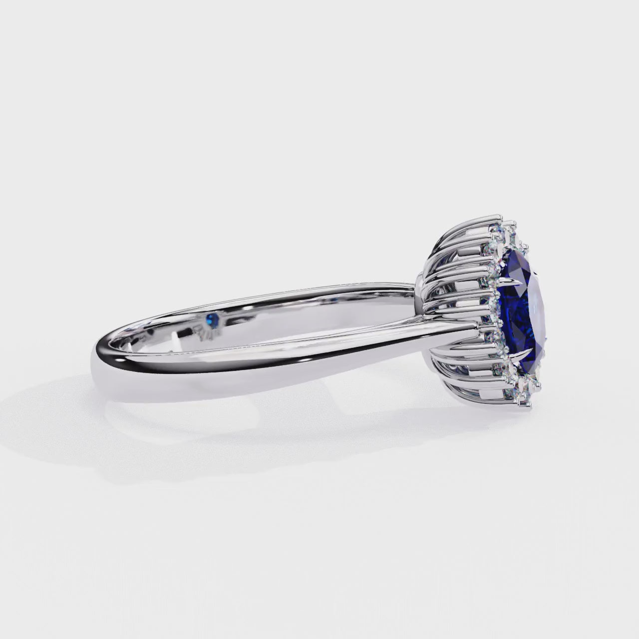 The Adams Blue Oval With Vintage Halo Engagement Ring