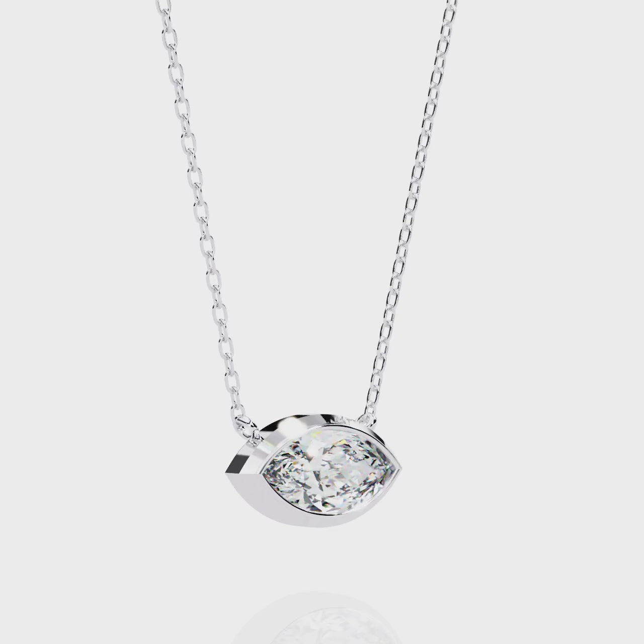 The Olivia Marquise Bezel Set Pendant With Chain
