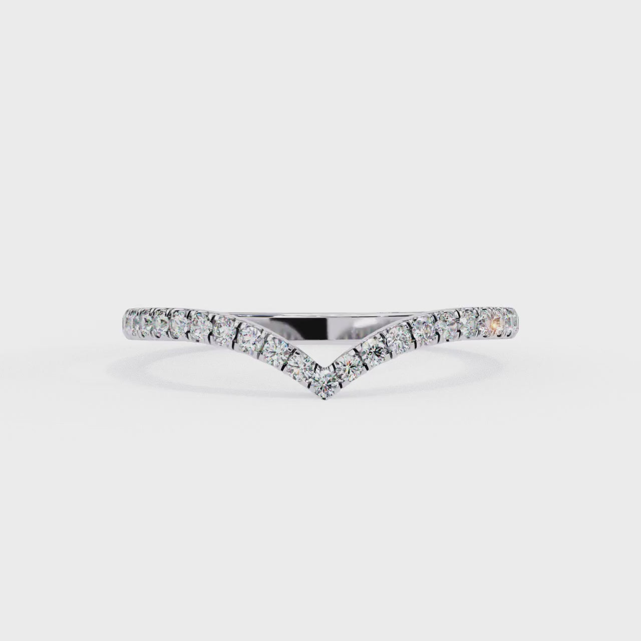 The Serna Round Micro Pave Curved Wedding Band