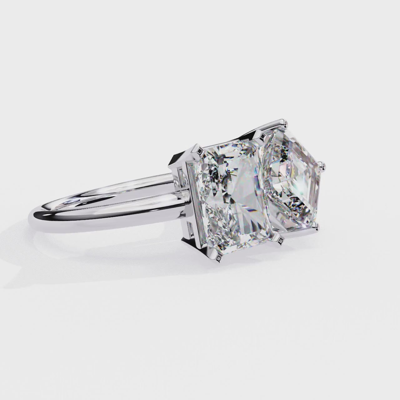 The Nicole Radiant & Asscher Toi et Moi Engagement Ring