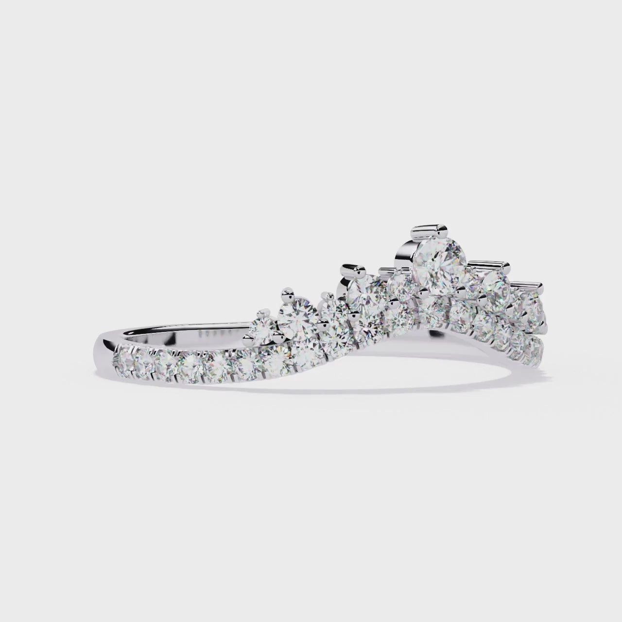 The Kelsey Chevron Crown Diamond Wedding Band