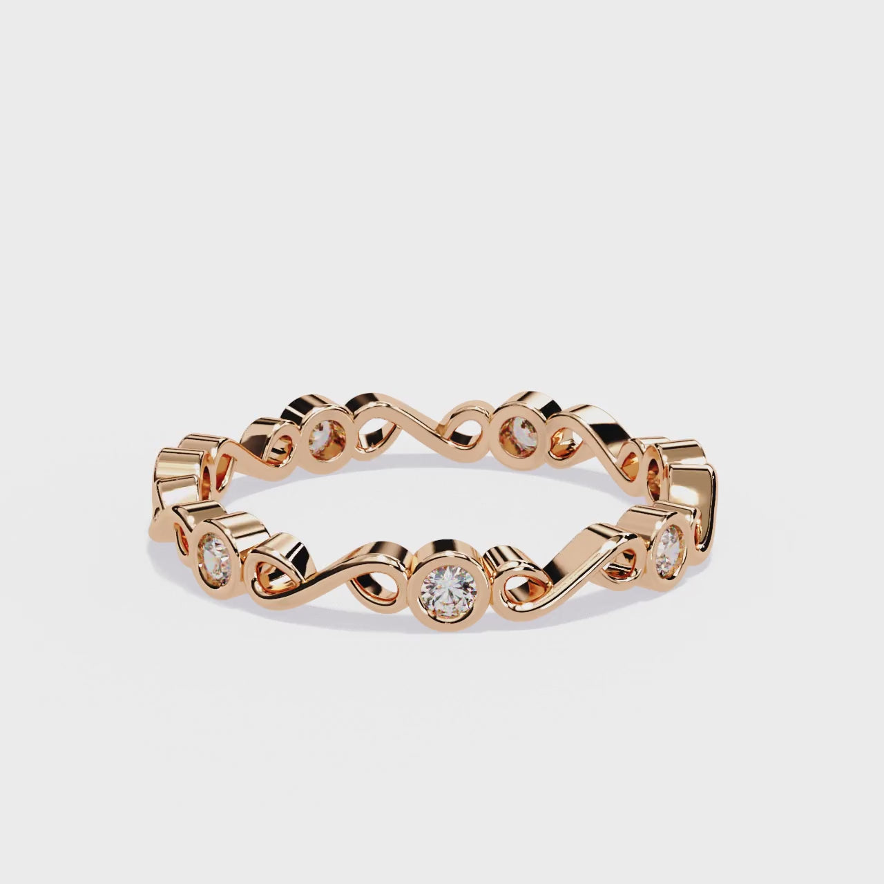 The Huber Round Bezel set With Infinity Style Wedding Band