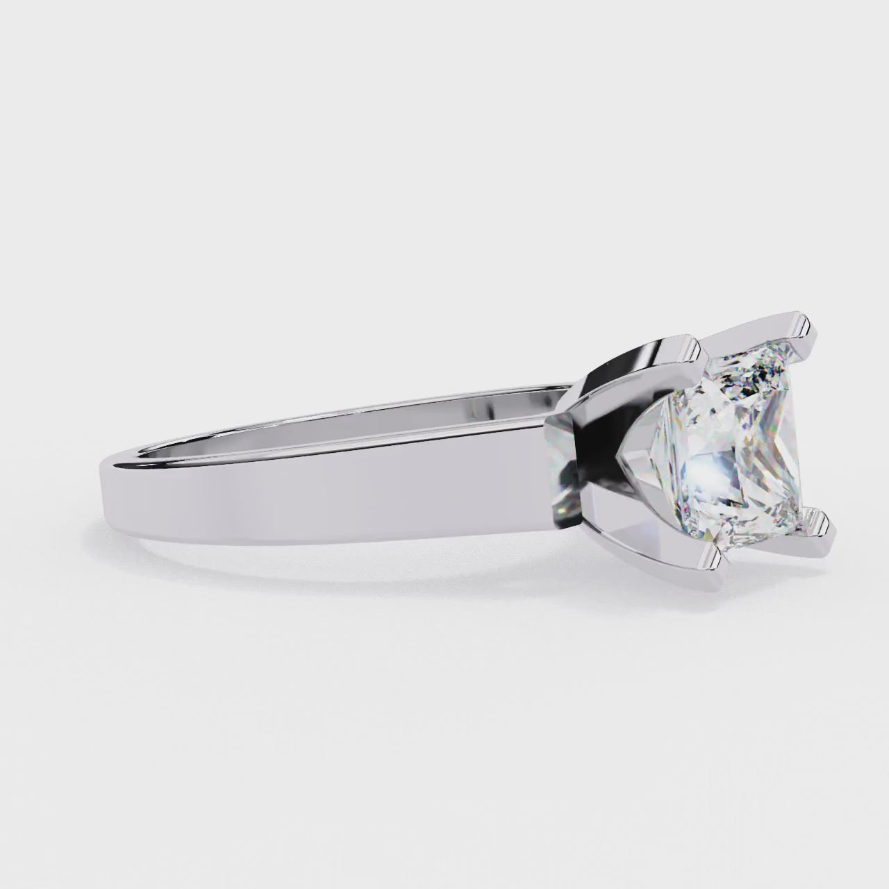The Luna Princess Solitaire with Tapered Engagement Ring